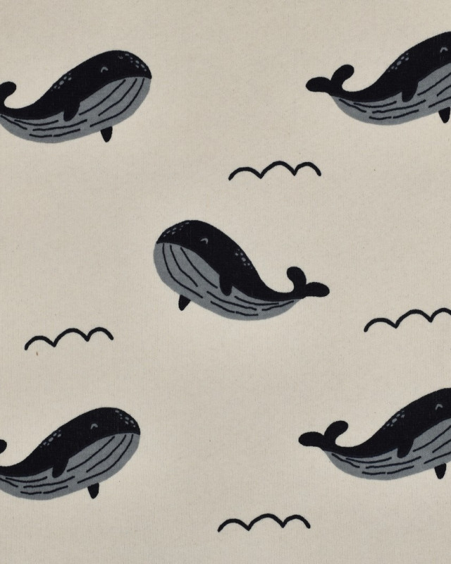 Tissu Sweat Jogging Baleine Fond Ecru  - Mercerine