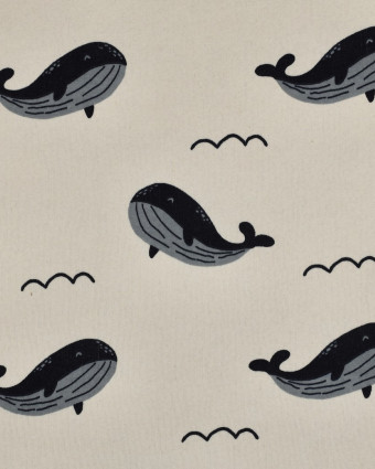 Tissu Sweat Jogging Baleine Fond Ecru  - Mercerine