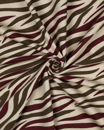 Tissu Sweat Zèbre Bordeaux et Kaki - Mercerine