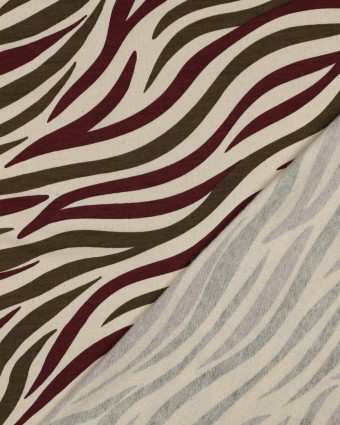 Tissu Sweat Zèbre Bordeaux et Kaki - Mercerine
