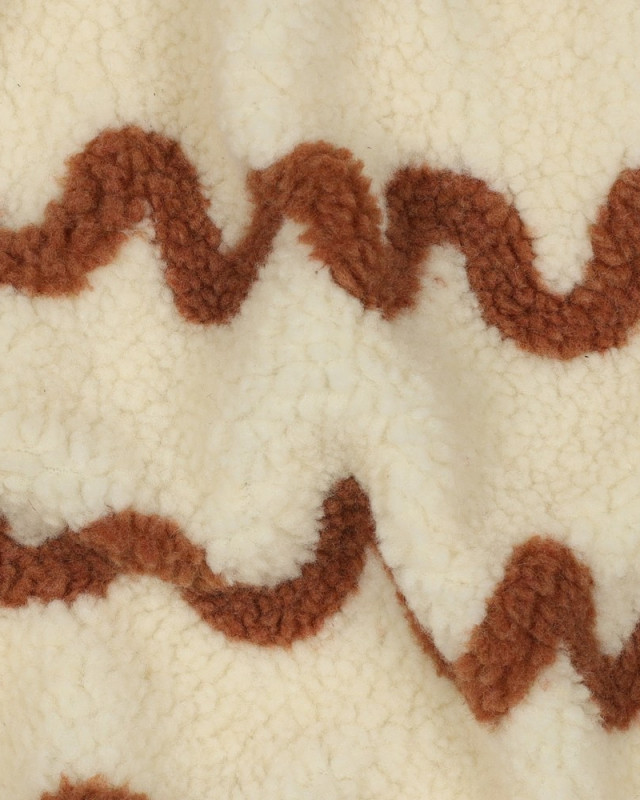 Tissu Sherpa Ecru Wave Caramel - Mercerine