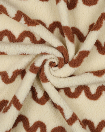 Tissu Sherpa Ecru Wave Caramel - Mercerine