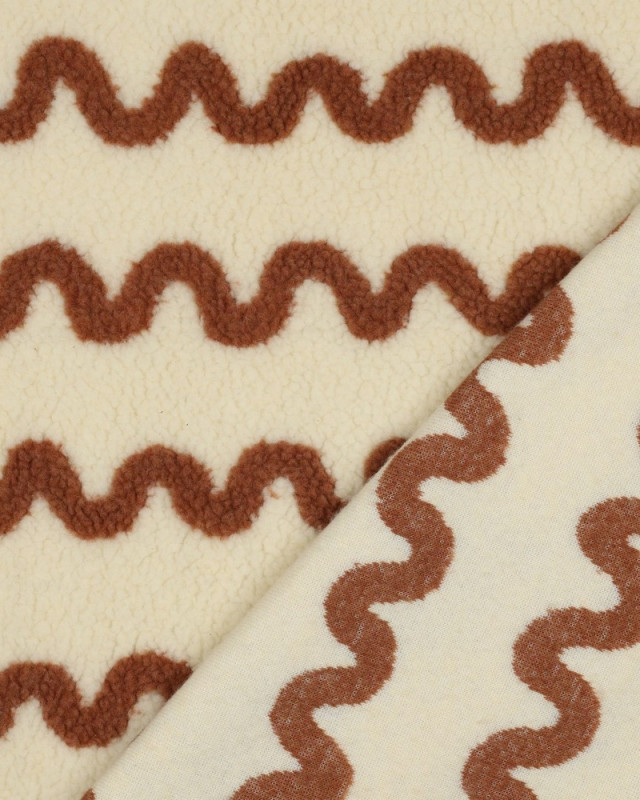 Tissu Sherpa Ecru Wave Caramel - Mercerine