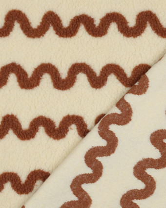 Tissu Sherpa Ecru Wave Caramel - Mercerine