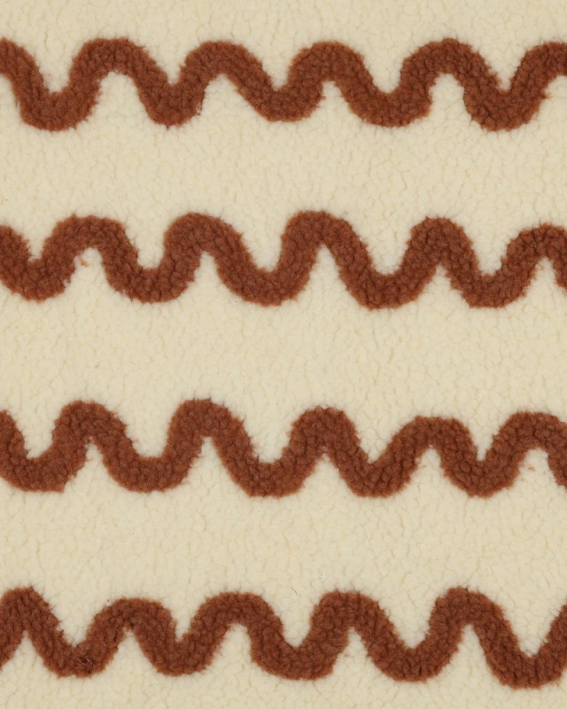Tissu Sherpa Ecru Wave Caramel - Mercerine