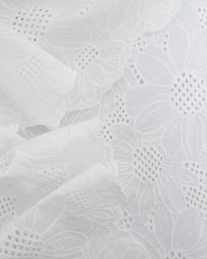 Broderie Anglaise Ecrue Motif Marguerite - Mercerine