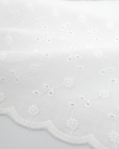 Broderie Anglaise Festonnée Blanc Emy  Blanc