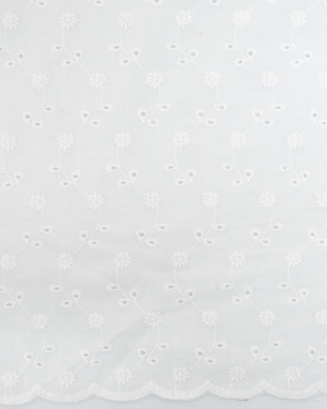 Tissu Broderie Anglaise Festonnée Blanc Emy  Blanc  - Mercerine