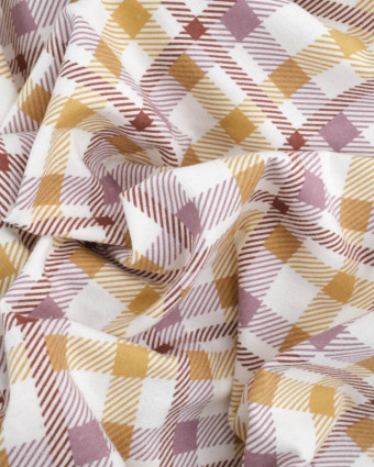 Coton Gratté Carreaux Mauve et Ocre - Poppy Design - Mercerine