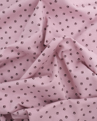 Tissu Jersey De Coton Patte De Chat Rose Oeko-Tex - Mercerine