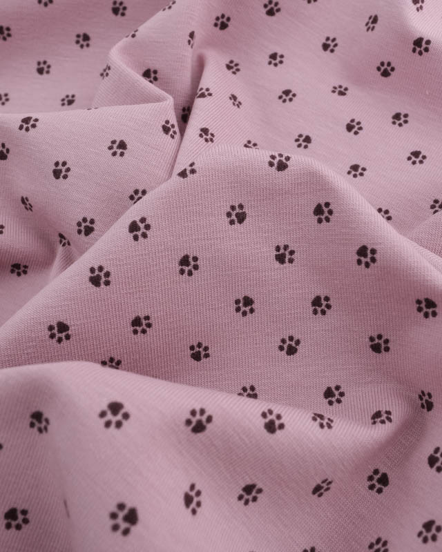 Tissu Jersey De Coton Patte De Chat Rose Oeko-Tex - Mercerine