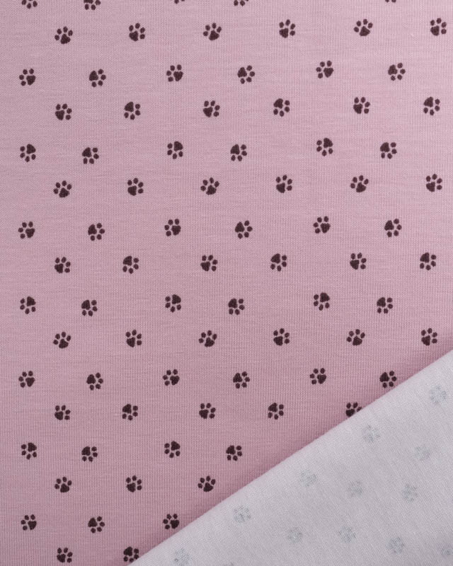 Tissu Jersey De Coton Patte De Chat Rose Oeko-Tex - Mercerine