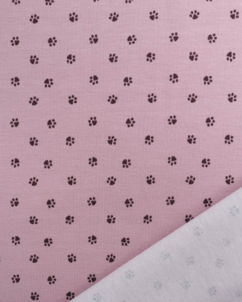 Tissu Jersey De Coton Patte De Chat Rose Oeko-Tex - Mercerine