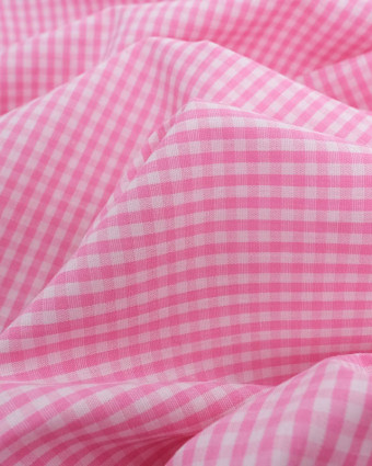 Motif Vichy : Tissu Coton Vichy Rose Petits Carreaux - Mercerine