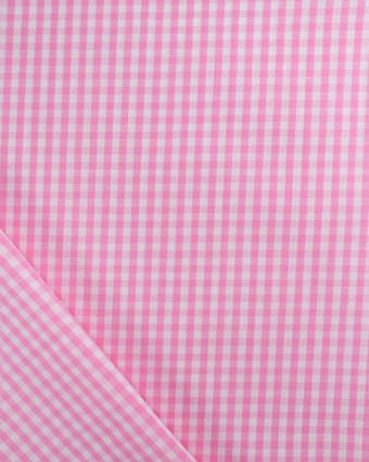 Motif Vichy : Tissu Coton Vichy Rose Petits Carreaux - Mercerine