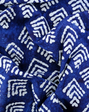 Coton Batik Bleu Marine Imprimé Ethnique - Mercerine