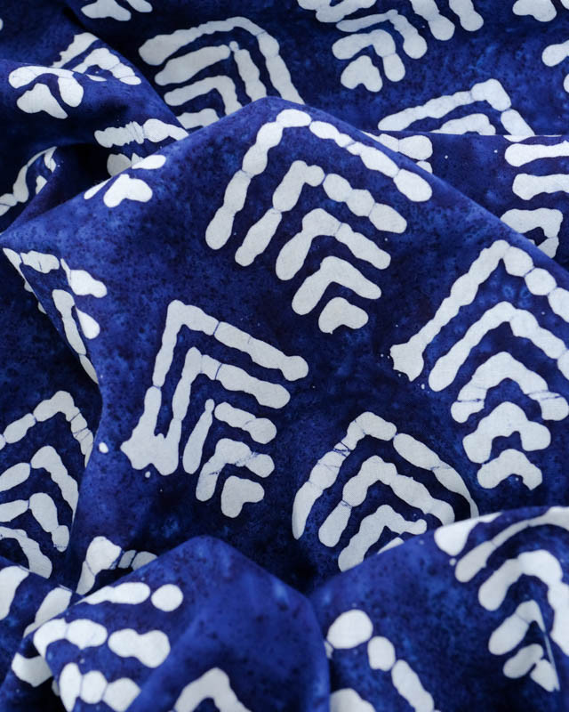 Coton Batik Bleu Marine Imprimé Ethnique - Mercerine