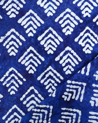 Coton Batik Bleu Marine Imprimé Ethnique - Mercerine