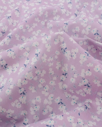 Popeline de Coton Petites Fleurs Parme - Mercerine