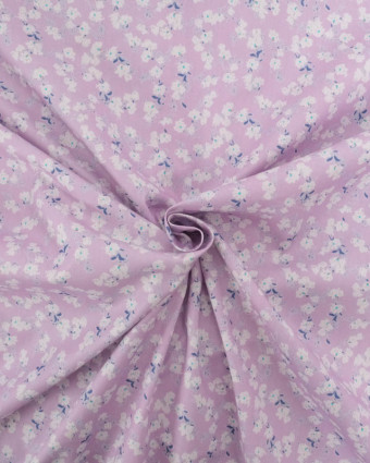 Popeline de Coton Petites Fleurs Parme - Mercerine