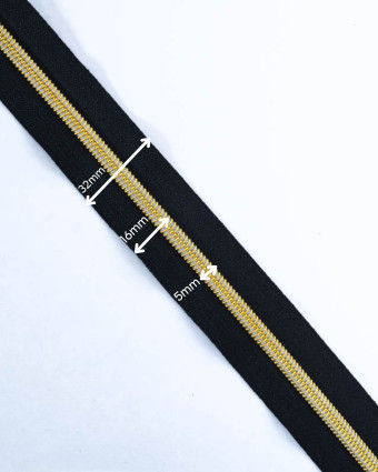 Fermeture au mètre - Noire Or - 3 ou 5mm - Mercerine