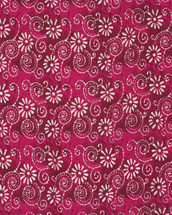 Voile de Coton Esprit Indien Fuchsia Motif Fleuri Bohème - Mercerine