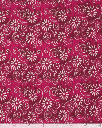 Voile de Coton Esprit Indien Fuchsia Motif Fleuri Bohème - Mercerine