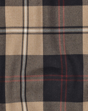 Tissu Tartan Stretch Marine et Beige - Mercerine