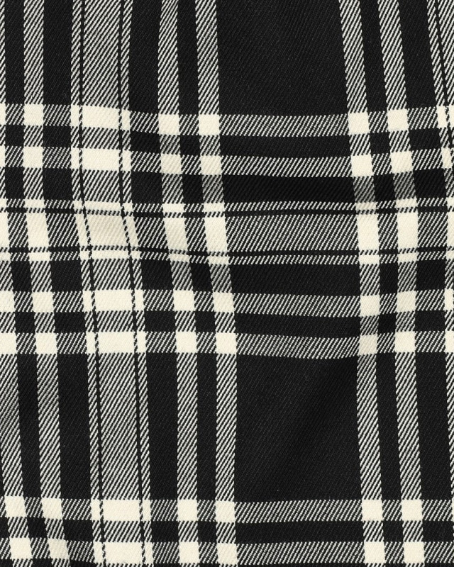 Tissu Tartan Stretch Noir et Ecru - Mercerine