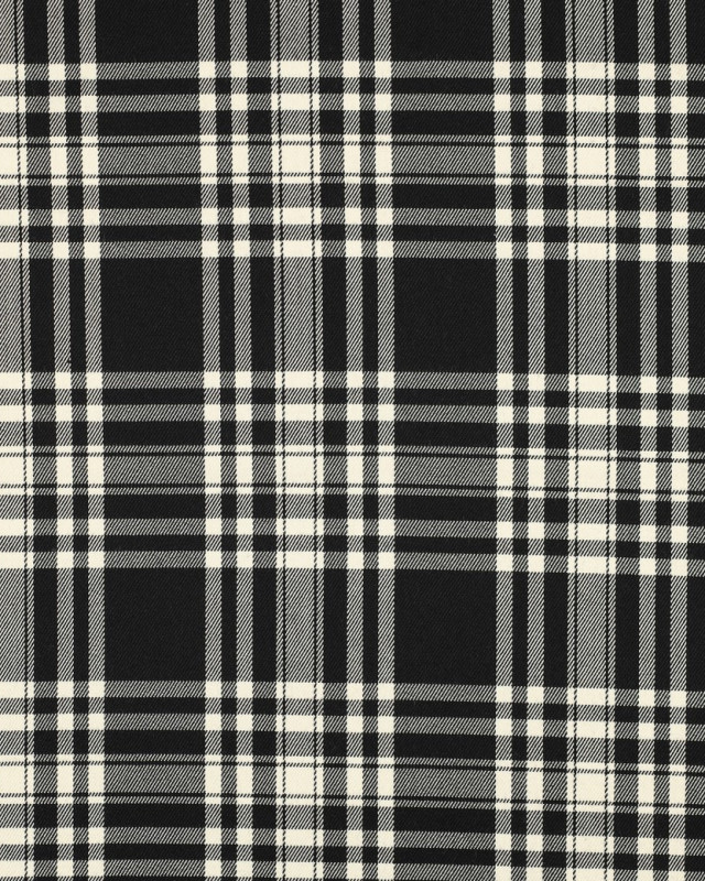 Tissu Tartan Stretch Noir et Ecru - Mercerine
