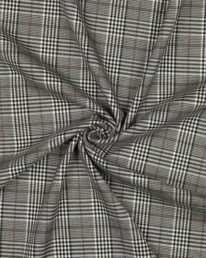 Tissu Tartan Stretch Beige et Noir - Mercerine
