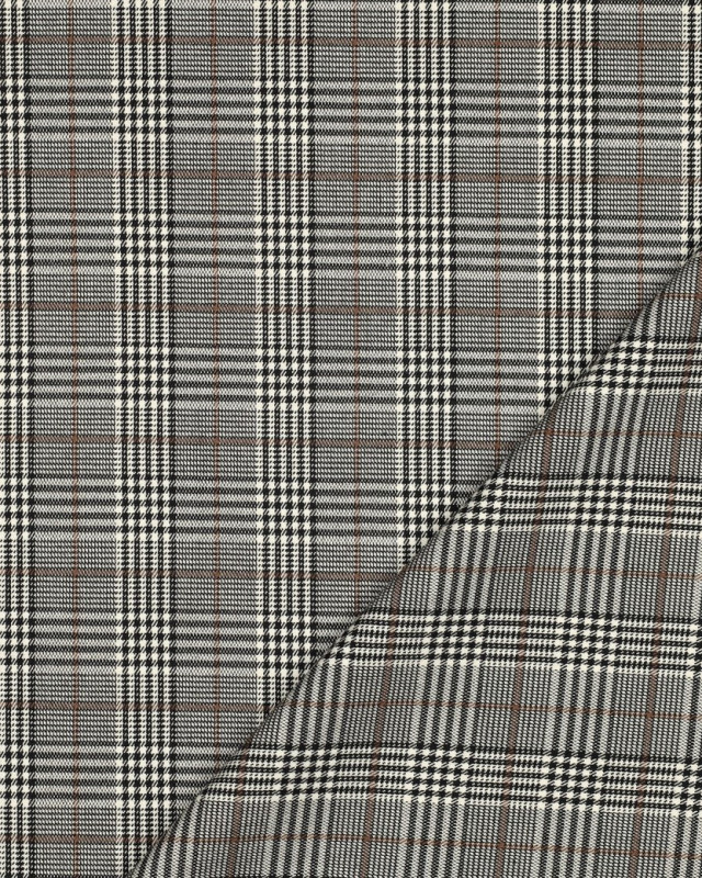 Tissu Tartan Stretch Beige et Noir - Mercerine