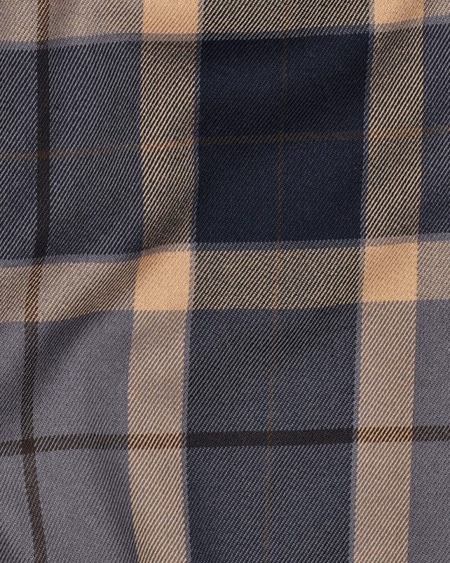 Tissu Tartan Stretch Bleu et Camel - Mercerine