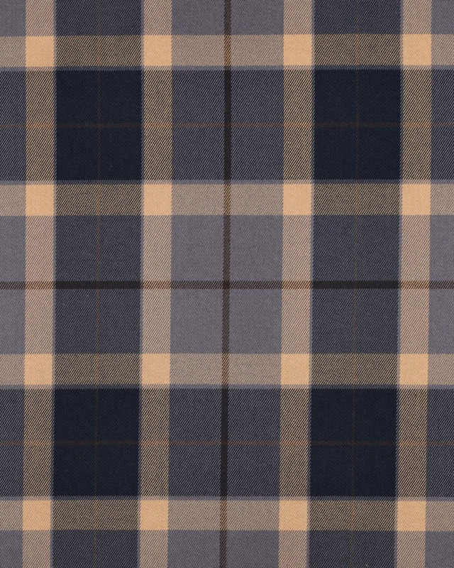 Tissu Tartan Stretch Bleu et Camel - Mercerine