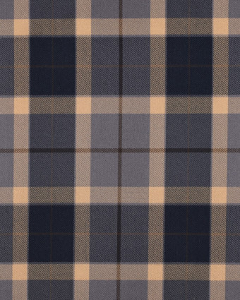 Tissu Tartan Stretch Bleu et Camel - Mercerine