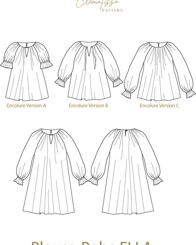 Patron Blouse Robe Ella - Clématisse Pattern - Mercerine