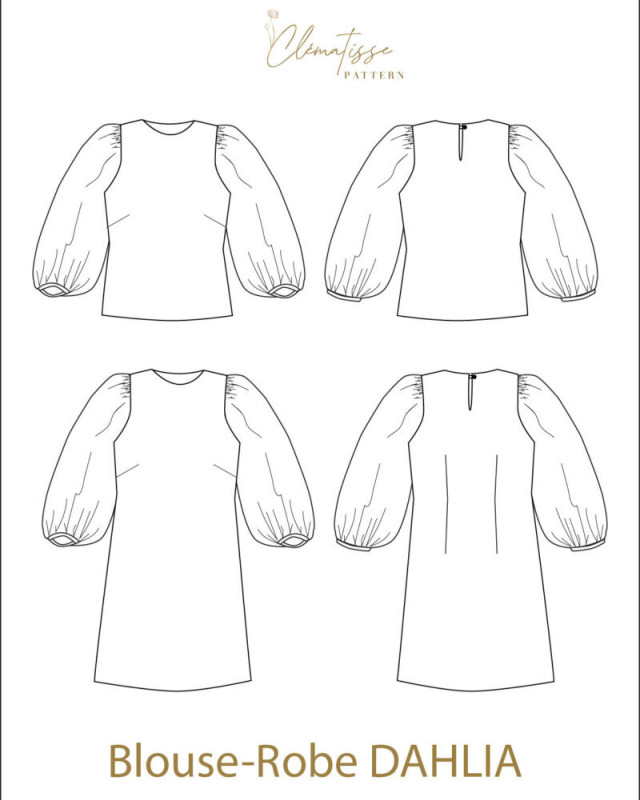 Patron Blouse Robe Dahlia - Clématisse Pattern - Mercerine
