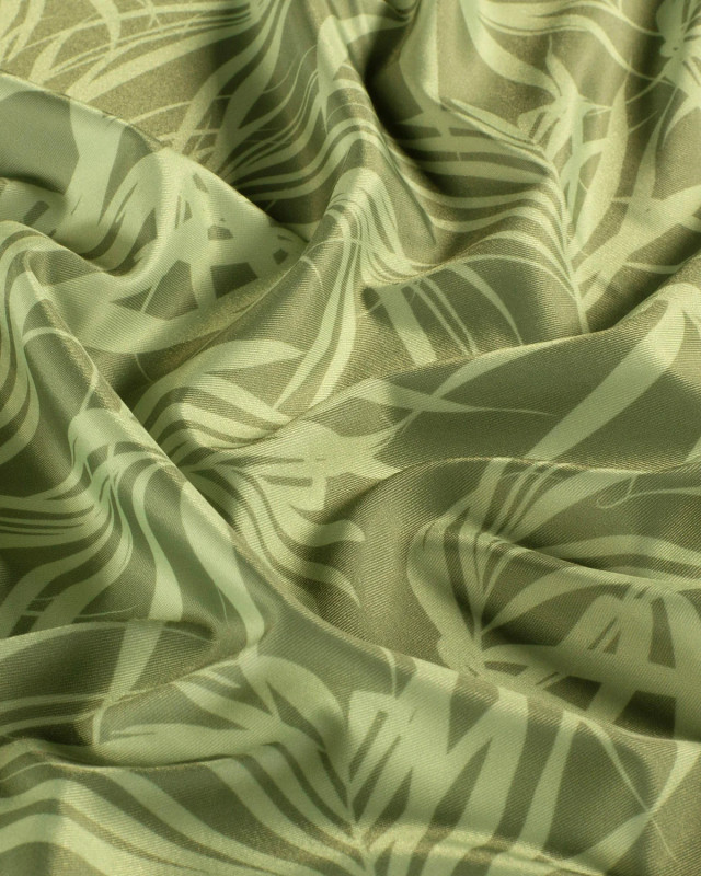 Tissu Maillot de Bain Motif Feuillage Vert - Mercerine