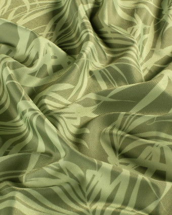 Tissu Maillot de Bain Motif Feuillage Vert - Mercerine