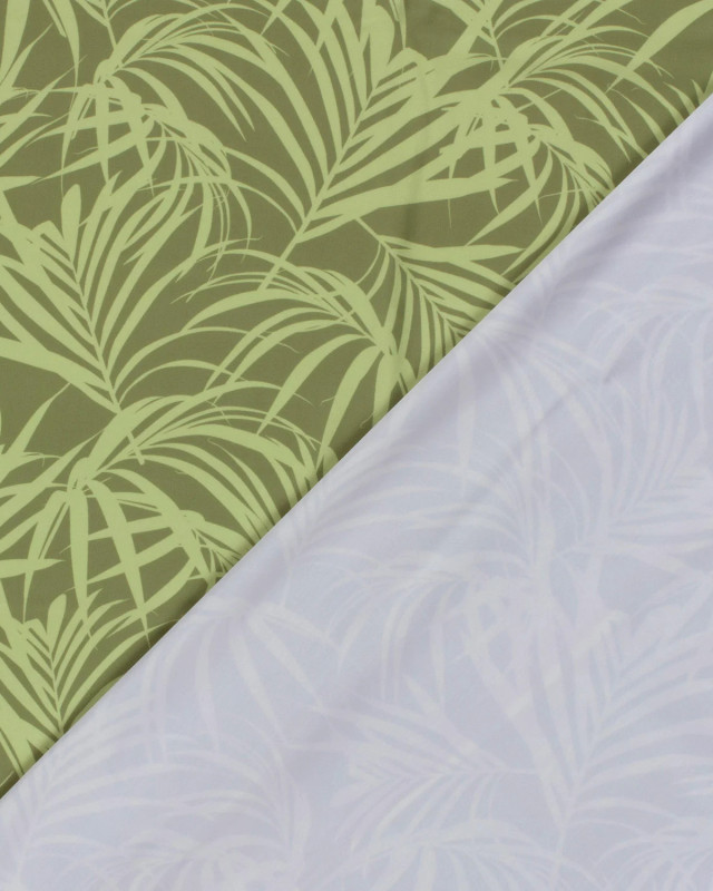 Tissu Maillot de Bain Motif Feuillage Vert - Mercerine