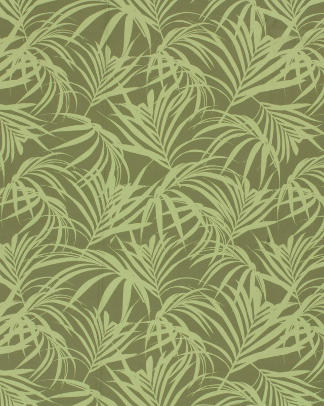 Tissu Maillot de Bain Motif Feuillage Vert - Mercerine
