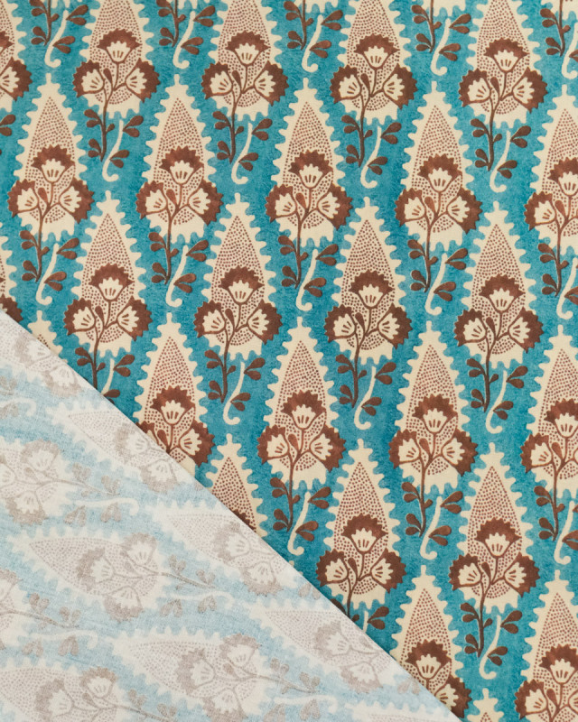 Popeline de Coton Inspiration Indienne Jaipur Elégance Bleu - Mercerine