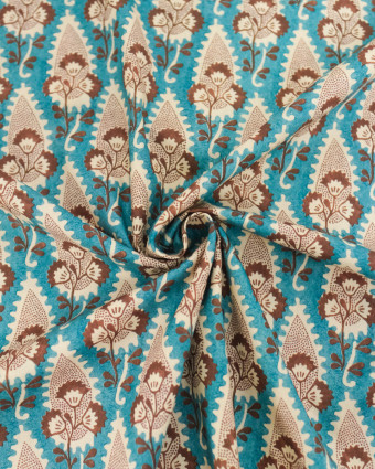 Popeline de Coton Inspiration Indienne Jaipur Elégance Bleu  - Mercerine