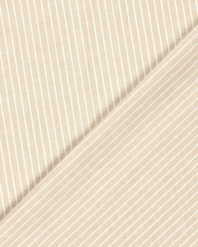 Tissu Coton Lin Rayures Beige Naturel - Mercerine