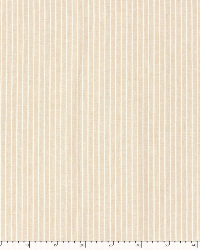 Tissu Coton Lin Rayures Beige Naturel - Mercerine