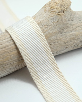Sangle Coton Effet Lin Rayure Blanche - Mercerine