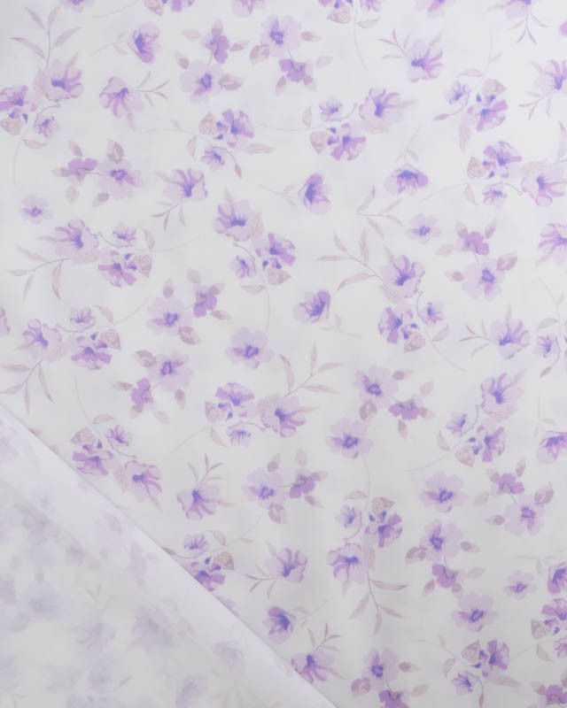 Viscose Impression Digitale Petites Fleurs Violettes Vintages - Mercerine