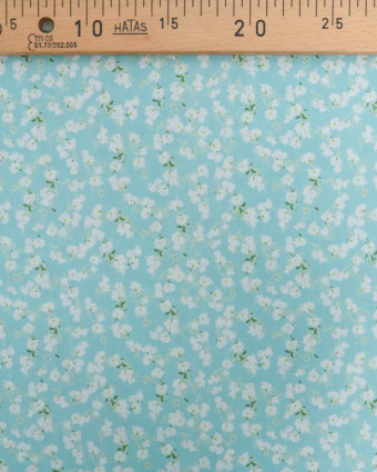 Popeline de Coton Petites Fleurs Bleu Lagon - Mercerine