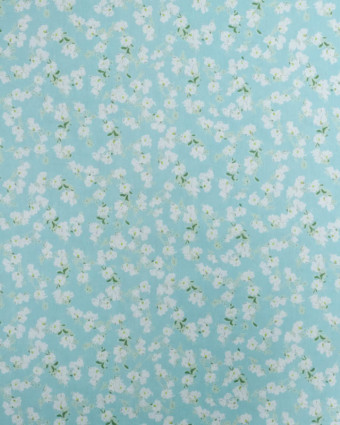 Popeline de Coton Petites Fleurs Bleu Lagon - Mercerine