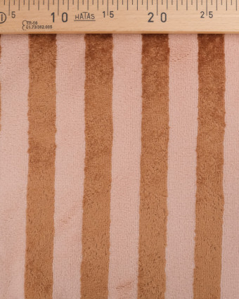 Tissu Eponge Bambou à Rayures Nude et Caramel - Mercerine